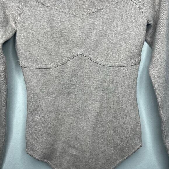 Abercrombie & Fitch Brown Ribbed Corset Sweetheart Neckline Bodysuit Size Medium - Picture 3 of 7